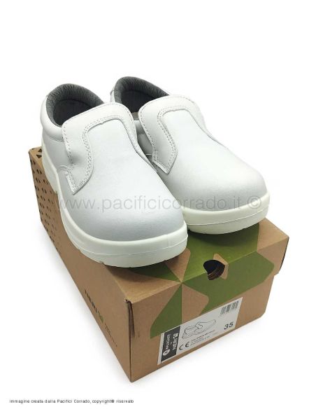 Scarpa antinfortunistica bianca ATENE S1 SRC immagine delle scarpe sopra la confezione