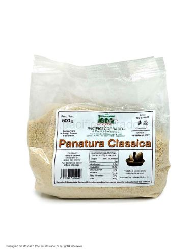 busta da 500 grammi di panatura classica vista con l'etichetta