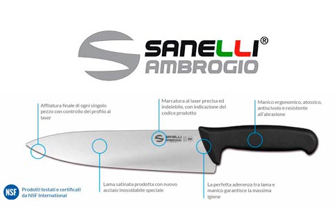 Sanelli A.- coltello francese lama da 18, 20, 22, 24, 26 manico rosso