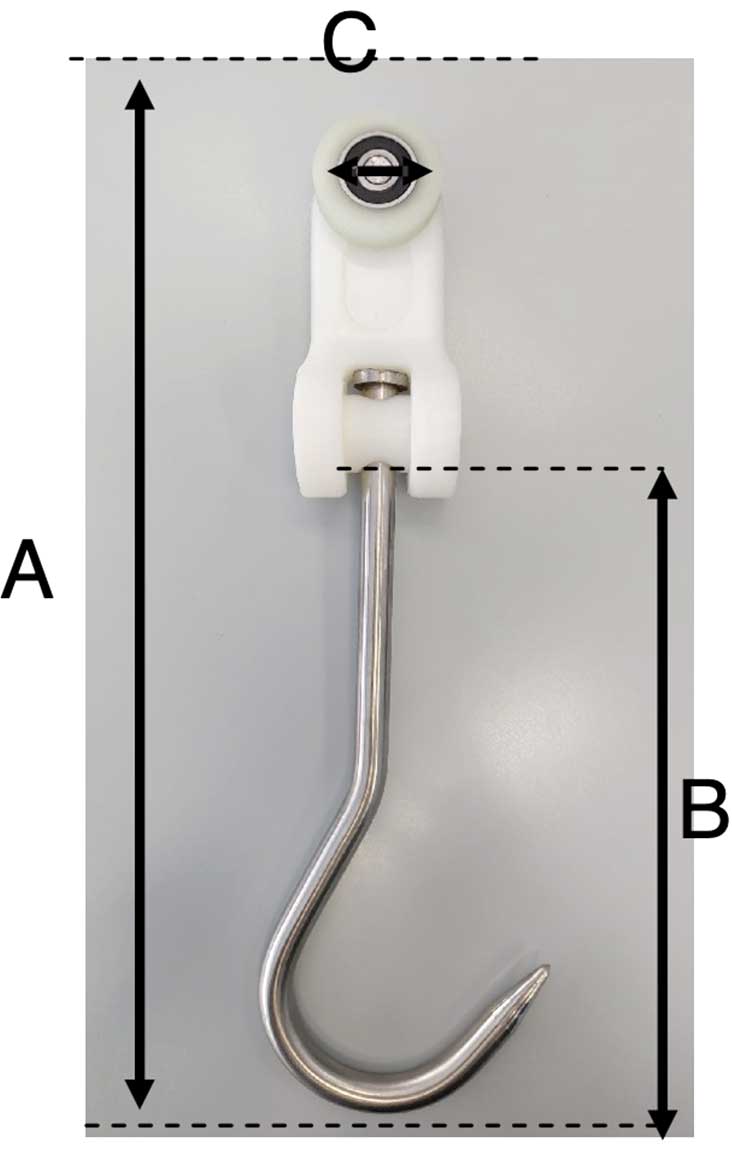 carrucolina nylon gancio a snodo inox per guidovie